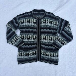 Arcohis 100% Alpaca Wool Sweater Zip Cardigan Llama Knit Peru Unisex
